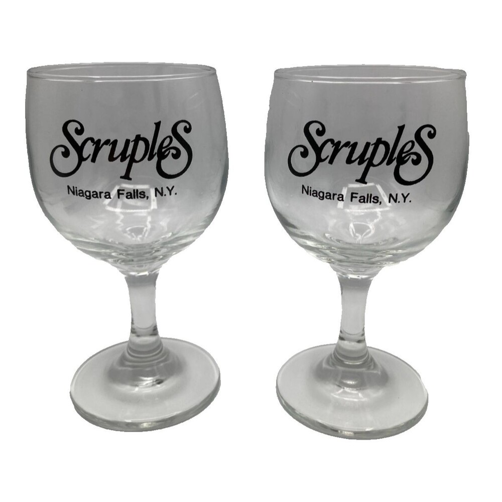Scruples Bar Niagara Falls N.Y.  Souvenir Wine Glass Lot Of 2